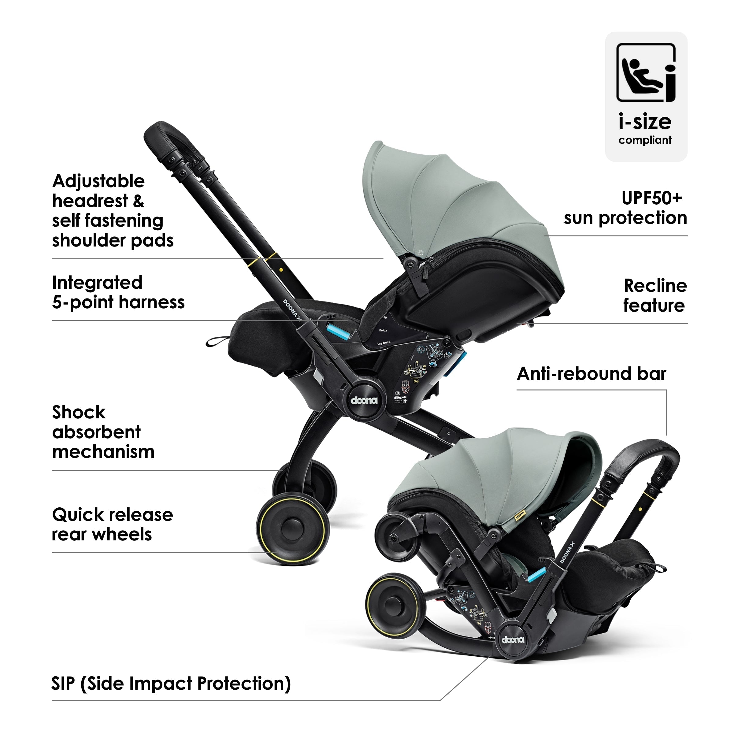 Doona X Car Seat & Stroller & Isofix Base - Dusty Sage
