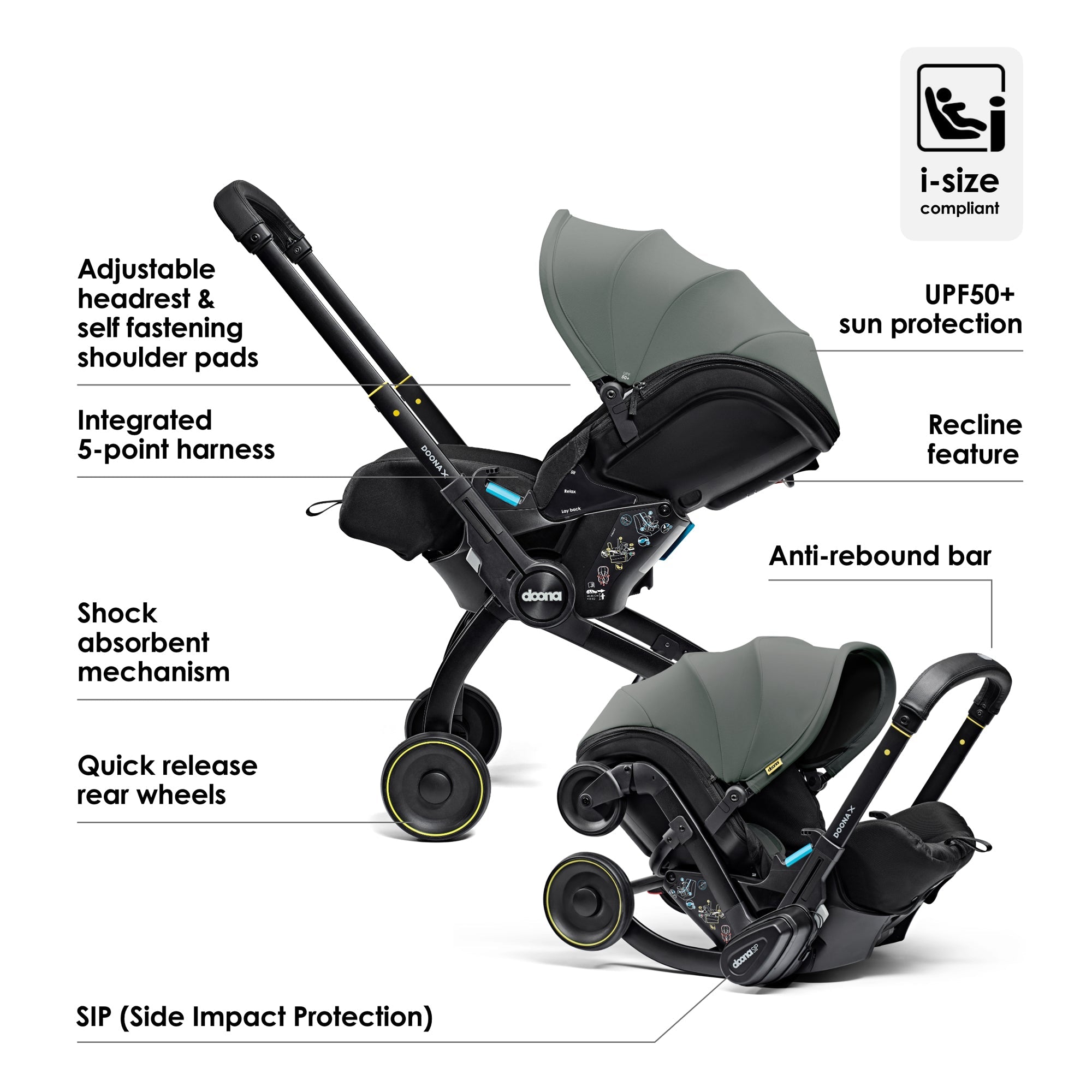 Doona X Car Seat & Stroller & Isofix Base - Slate Green