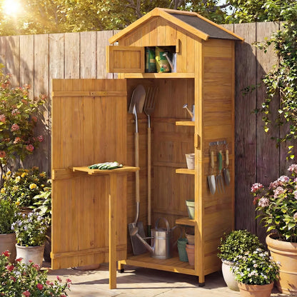 Wooden Garden Shed, Outdoor Tool Storage Cabinet
