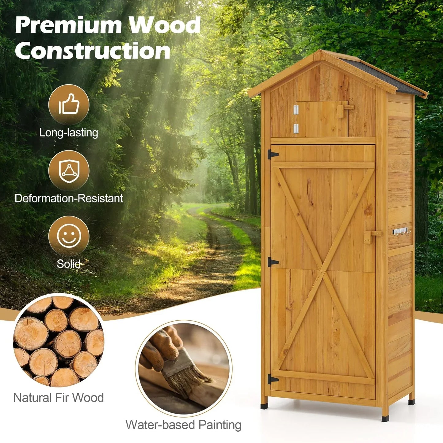 Wooden Garden Shed, Outdoor Tool Storage Cabinet