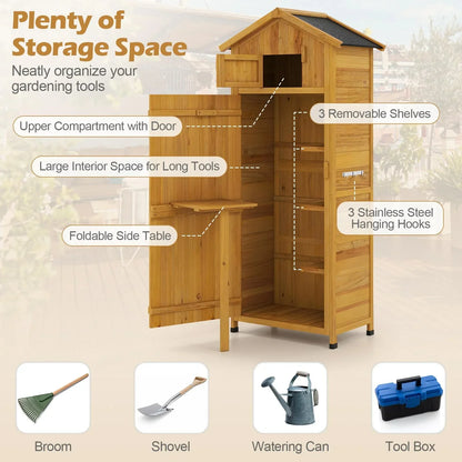 Wooden Garden Shed, Outdoor Tool Storage Cabinet
