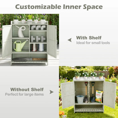 mishalfabrics Wooden Garden Shed, Tool Storage Cabinet with 3 Shelves, Asphalt Sloped Roof