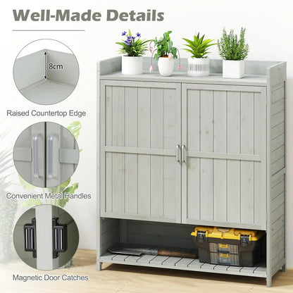 mishalfabrics Wooden Garden Shed, Tool Storage Cabinet with 3 Shelves, Asphalt Sloped Roof