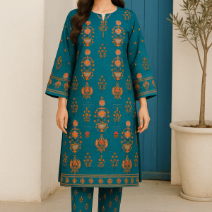 2PC Classic Printed Lawn Suit – Deep Color & Elegant Finish