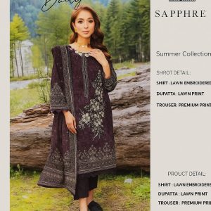 Luxury Embroidered Lawn 3 Piece Suit – Summer Collection 2025
